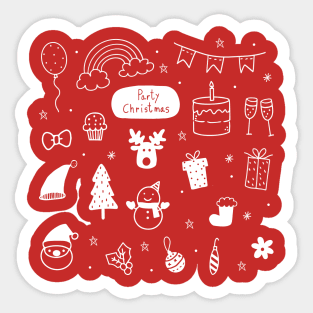 Christmas pattern on red Sticker